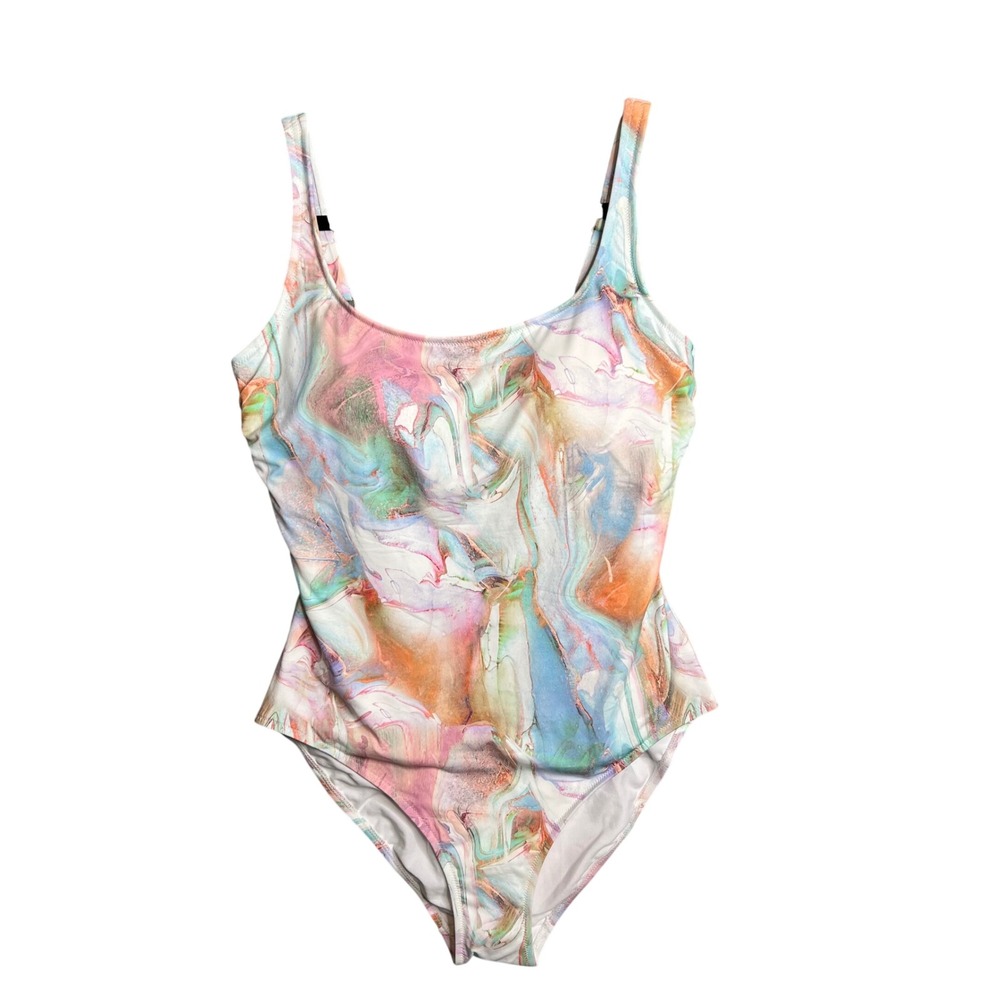 Calme One Piece Swimsuit Size XL Marble Scoop Neck‎ NEW